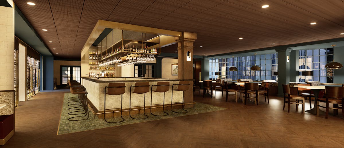 a room filled with furniture and a dining table